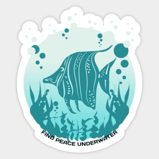 Find Peace Underwater Retro Fish Sticker